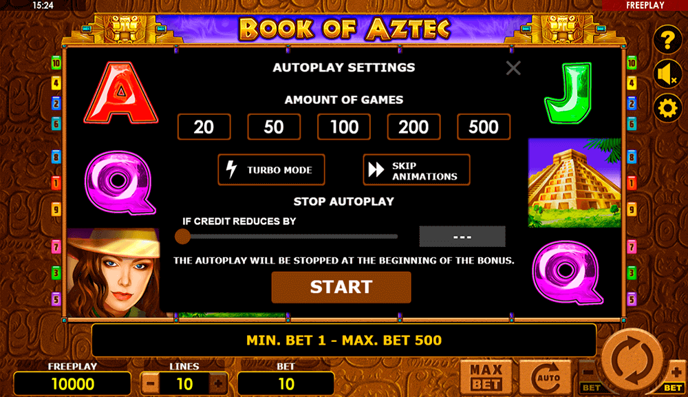 Автоигра в слоте Book of Aztec